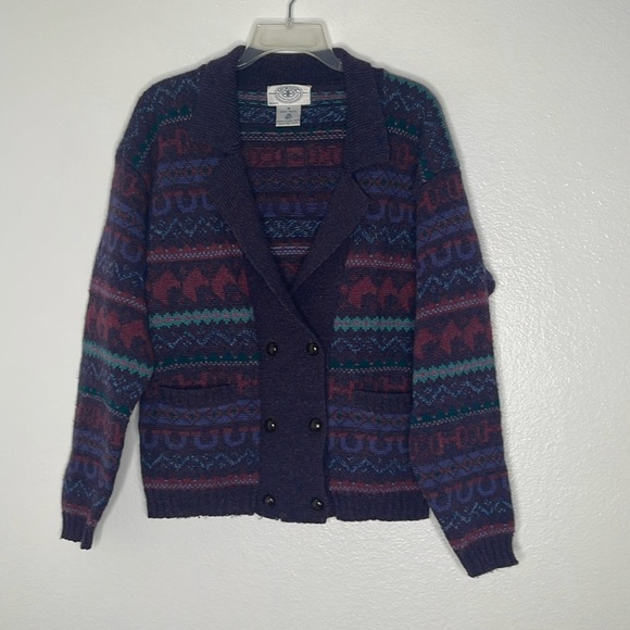 VTG Kristin Collection Sportific Double Breasted 100% Wool Equestrian Cardigan M - Picture 1 of 8